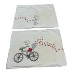 Human Touch Standard Pillow Case Set Hit By Love Whimsical Bicycle Stick Figure. Fixed Price $14.44.
