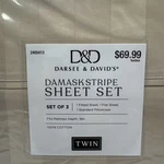 D&d Damask Stripe Sheet Set,twin 3-PC. Tan ,400 Ct. 100%COTTON,DARSEE,NIP New!. Fixed Price $26.99.