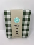 Martha Stewart Madison Gingham Full Sheet Set Green White Cotton Percale. Fixed Price $64.00.