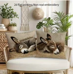 Throw Pillow COVER-2PCS, Short Plush 2D Flat Printing Design Napping Donkeys. Fixed Price $15.25.