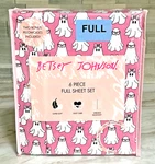 Six-piece Betsey Johnson Pink Full Size Sheet Set Matching Pillowcases Ghosts. Fixed Price $35.19.