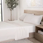 Vellux Aster Twin Jersey Poly Cotton Knit 3-PIECE Sheet Set Ivory Oeko-tex Nwt. Fixed Price $10.95.