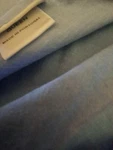 Pottery Barn Queen 1-FLAT SHEET.2-STD Pillowcases Chambray Light Blue Cotton Euc. Fixed Price $46.00.