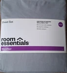 Room Essentials Microfiber Sheet Set Flat, Fitted, 2 Pillowcases Gray Queen Size. Fixed Price $19.99.