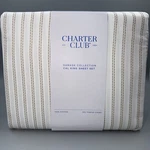 Charter Club Cotton Damask-ticking Stripe Calking- Sheet Set, 550 Thread Count. Fixed Price $66.00.