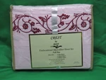 Full Size Sheet Set I. Original Package Crest By Ehf Pink Embroidered Microfiber. Fixed Price $15.00.