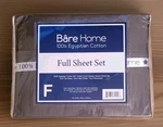 B Home 100% Egyptian Cotton Full Sheet Set. Dark Gray 300-THREAD-COUNT Sateen. Fixed Price $56.00.