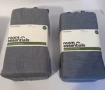 Room Essentials Cotton Sateen Heather Navy Blue Sheets 1 Fitted, Flat Queen. Fixed Price $14.95.