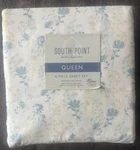 South Point Queen 6 Piece Sheet Set Floral Blue White 100% Polyester Microfiber. Fixed Price $29.95.