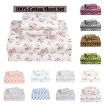 4-PIECE Bed Set 100% Cotton Flat Fitted Queen Deep Pocket. Fixed Price $41.00.