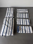 Nautica Home Stripe King Set Flat Fitted Sheets Cover 4 Pillowcases Blue Cream. Fixed Price $45.00.
