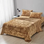 Fredsure Distressed Velvet Sheet Set, 4 Pieces Caramel King, Gold. Fixed Price $81.32.