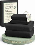Lane Linen 100% Organic Cotton Full Sheets Set 4 Piece Black Pure Long. Fixed Price $74.99.