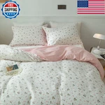 Amwan Cotton Floral Duvet Cover Queen Pink White Bedding Sets Vintage. Fixed Price $87.48.