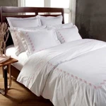 Egyptian Cotton Percale Luxury Queen Sheet Set Westport Home 300TC White / Rose. Fixed Price $69.00.
