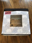 Cynthia Rowley New York Queen Sheet Set - Gray & White Floral Burst 4 Piece. Fixed Price $35.00.