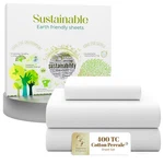 3 Pcs 100% Cotton Twin Sheets Set, Snow White, 400 Thread Count, Percale Weav.... Fixed Price $69.79.