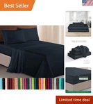 Ultra-soft 4-PIECE Microfiber Queen Bed Sheets With Embroidered Design Black. Fixed Price $41.99.
