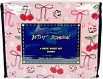 Betsey Johnson Cherry Bow Dice Sheet Set Queen Pink Coquette Bedding 4PC. Fixed Price $43.19.