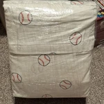 Threshold Queen Sheet Set 100% Cotton Baseball Print White Red Blue Washable. Fixed Price $24.99.