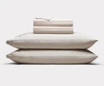 Cozy Earth Queen Bamboo Sheet Set W/canvas Bag-baja Stripe In Maple -nwt $328. Fixed Price $234.99.