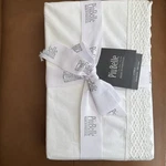Piu Belle Collection Cotton Fine Linens Crochet King Sheet Set Color White Nwt. Fixed Price $104.45.