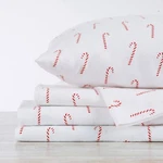Red White Candy Canes 4 Pc Cotton Flannel Sheet Set Twin Full Queen Cal King Bed. Fixed Price $76.90.