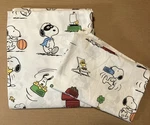 Pottery Barn Kids Peanuts Snoopy Twin Flat Sheet & Standard Pillowcase. Fixed Price $45.00.