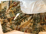 Vtg Custom French Country Toile Queen Bed Skirt Dust Ruffle Tapestry 19 Drop. Fixed Price $119.00.