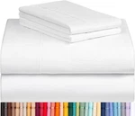 Luxclub 4 Pc Bed Sheets Deep Pockets 18" Eco Friendly Wrinkle White. Fixed Price $44.44.