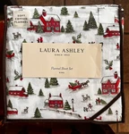 Laura Ashley Holiday Village Cotton Flannel King Size Sheet Set Christmas. Fixed Price $89.00.
