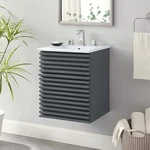 Modway Render 18" Wall-mount Bathroom Vanity In Gray White. Fixed Price $283.00.
