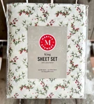 Martha Stewart King Size Holly Toss Cotton Flannel Sheet Set Warm Toasty. Fixed Price $94.00.