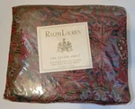 New Rare Ralph Lauren Galahad Red Floral Flat Sheet - Full. Fixed Price $281.99.