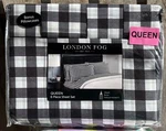6-PC London Fog Queen Size Black & White Plaid Sheet Set (2 Xtra Pillowcases). Fixed Price $68.00.