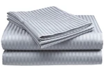 Full Size Silver/gray 400 Thread Count 100% Cotton Sateen Dobby Stripe Sheet Set. Fixed Price $24.99.