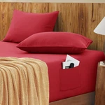 3PCS Extra Deep Pocket Full Fitted Sheet With 2 Pillow Cases Set, Red Bottom .... Fixed Price $27.89.