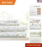 3-PIECE Wrinkle-free Twin Sheet Set Double-brushed Softness Wildflower Blue. Fixed Price $39.99.