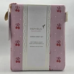 Papyrus Queen Sheet Set 100% Cotton Percale Pink Red Cherry Cherries Coquette. Fixed Price $63.95.