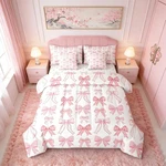 Manfei 7PCS Pink Comforter Set Full Size Cute Bowknot Bedding Kids. Fixed Price $93.34.