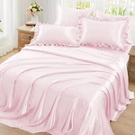 Homiest Ruffled Satin Sheets King Size 6PC Set - Blush Pink Bed 15. Fixed Price $59.83.