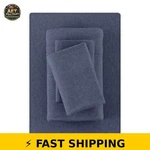 Mainstays Cotton Rich Jersey Bed Sheet Set, King, Blue Cove, 4 Pieces. Fixed Price $63.99.