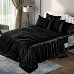 Pothuiny 6 Pieces Queen Satin Sheets Luxury Silky Black Bedding Sheet.... Fixed Price $37.09.