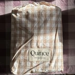 Nwt Quince Classic Organic Percale Sheet Set 4 Pc Full Double Cafe Gingham. Fixed Price $74.99.