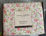 Laura Ashley Percale Floral King Sheet Set Norella Pink/green 100% Cotton New. Fixed Price $63.00.