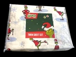 The Grinch Dr. Seuss By Franco Ice Skating Twin Bed Sheet Set 100% Cotton Nip. Fixed Price $47.98.