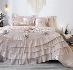 Tache Champagne Fancy Satin Ruffled Luxury Wedding Comforter Bedding Quilt Set. Fixed Price $229.89.