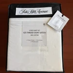 Saks Fifth Avenue King 100% Cotton Sateen Sheet Set White 625 Tc New. Fixed Price $143.96.
