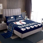 Baseball Printed Bed Sheets Full Size Green Eat Sleep Decorative She.... Fixed Price $52.29.