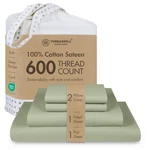 Queen Sheets 600 Count 4 Piece Cotton Sateen Sage Green Threadmill Size. Fixed Price $114.99.